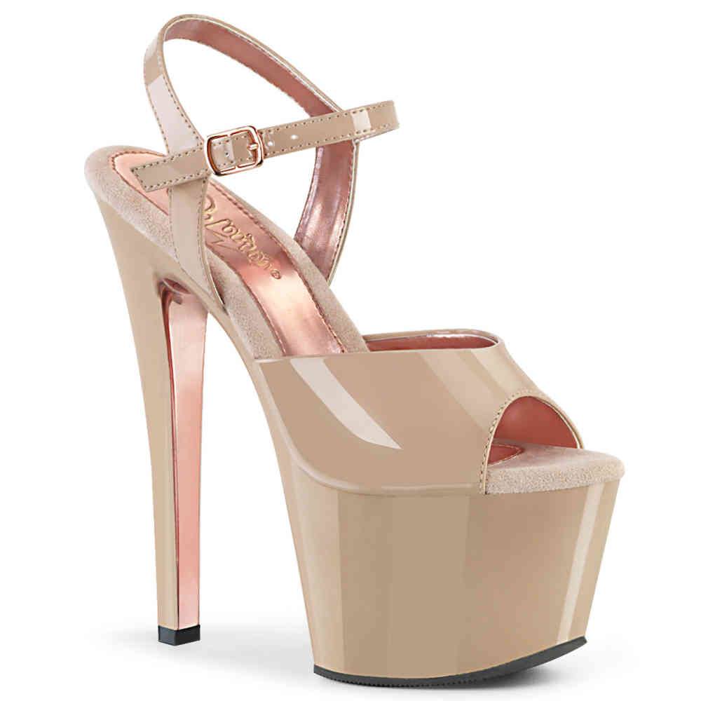 Pleaser - SKY309TT Sandale à bride à la cheville, Pole dance chaussures - Chaussures de pole dance - Crème Product image